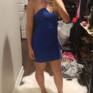 Cute strapless blue bodycon dress